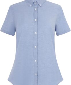 Velilla 405025S; Camisa Oxford Stretch Manga Corta Mujer; Color Celeste; Talla M