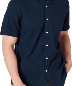 Amazon Essentials Camisa Oxford con Bolsillo de Manga Corta y Ajuste Normal Hombre