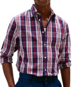 Tommy Hilfiger Flex Poplin Medium Check Shirt Mw0mw41712 Camisa L/S Hombre (Pack de 1)