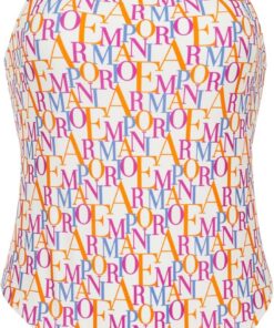 EMPORIO ARMANI One Piece Swimsuit Traje de baño de una Pieza, Bianco/Logo Multicol, XS para Mujer