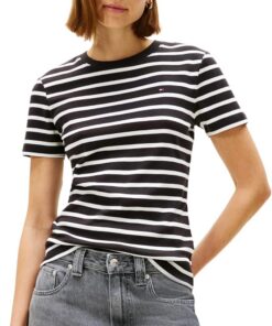 Tommy Hilfiger Camiseta de Manga Corta Mujer New Slim Cody Cuello Redondo
