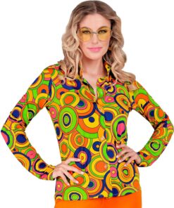 W WIDMANN MILANO Party Fashion - Blusa de los años 70 | Para mujer, camisa retro de Carnaval, fiesta temática «Disco Fever», disfraz al estilo de los 70