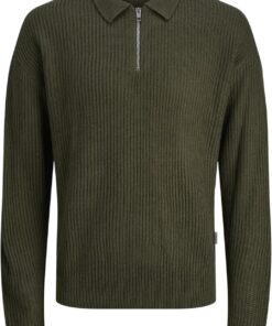 JJ REBEL Jreblogan Knit Zip Polo LS Jreblogan Knit Zip Polo LS Hombre (Pack de 1)