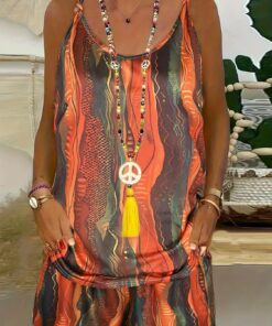 Conjunto de dos piezas para mujer, talla grande, tirantes delgados, estampado abstracto, camiseta y pantalones cortos, conjunto casual de verano