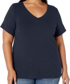 Amazon Essentials Mujer Camiseta de Manga Corta con Cuello en V de Talla Grande