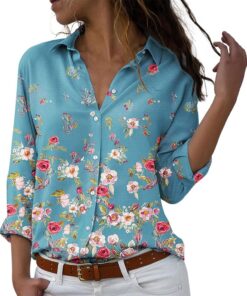 Blusa y Camisas de Manga Larga Para Mujer con Cuello en V, Camiseta de Estilo Casual Elegante Ajustada Irregular Oversized Deportiva Fiesta Rayas Túnica Tops Mangas Enrolladas con Botones