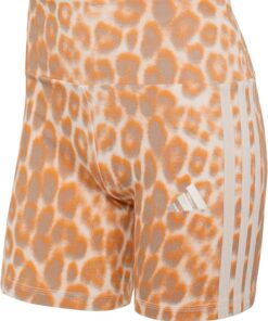 Adidas Seasonal Essentials Leopard Print Biker Shorts with 3-Stripes - Mallas Mujer