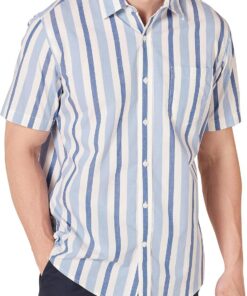 Amazon Essentials Hombre Camisa de Popelín de Manga Corta de Ajuste Normal