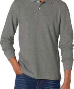 Amazon Essentials Polo de Piqué de Manga Larga con Corte Recto Hombre