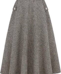 Idealsanxun - Falda larga de lana para mujer, de cintura alta, acampanada, a cuadros, para otoño e invierno
