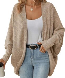 Suéteres tipo cárdigan para mujer, cárdigan de gran tamaño, holgado, frente abierto, suéter de punto, abrigos para invierno, otoño, cárdigans de gran tamaño para mujer