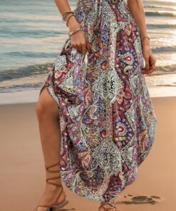 Falda bohemia floral midi para mujer, cintura alta, plisada, acampanada, falda larga fluida, atuendo casual de verano