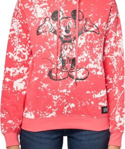 Disney Disney's Ladies Juniors Mickey Mouse Bleach Washed Hoodie Sudadera con Capucha para Mujer