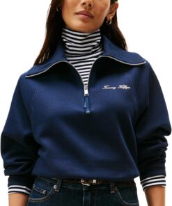 Tommy Hilfiger Sudadera con Cremallera Mujer Classic Script Fleece Media Cremallera