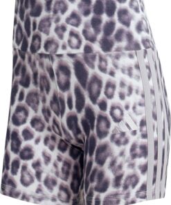Adidas Seasonal Essentials Leopard Print Biker Shorts with 3-Stripes - Mallas Mujer