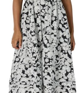 Amazon Essentials Mujer Vestido Midi Entallado y con Vuelo de Satén de Algodón con Mangas Abullonadas y Cuello en V