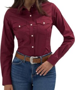 Wrangler Western Women's Retro Button-Down Shirt Western - Camisa Retro Abotonada para Mujer Mujer