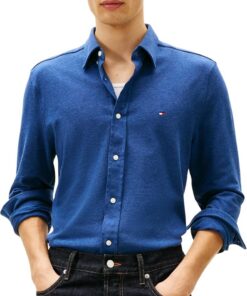 Tommy Hilfiger Knit Pique Featherweight Shirt Mw0mw41690 Camisa L/S Hombre (Pack de 1)