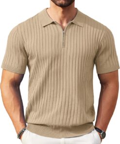 Coofandy Ztj009320 Classic Hombre (Pack de 1) | Cuello con cremallera de 1/4, texturizada, casual, camisa de negocios, ligera, transpirable, elástica para hombre
