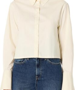 Amazon Essentials Camisa de Vestir de Popelina Elástica de Algodón, Extragrande y con Botones Mujer