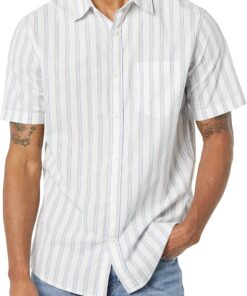 Amazon Essentials Hombre Camisa de Popelina elástica, Manga Corta (Disponible en Tallas Grandes)