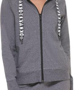DKNY Sudadera Deportiva con Capucha Y Cremallera con Logotipo para Mujer Sudadera con Capucha Mujer (Pack de 1)