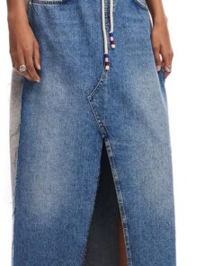 Desigual Mujer Denim Skirt Knee Falda Mujer (Pack de 1)