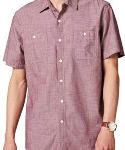 Amazon Essentials Hombre Camisa de Manga Corta de Corte Regular en Chambray