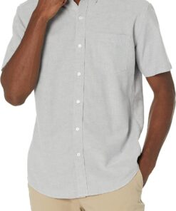 Amazon Essentials Camisa Oxford con Bolsillo de Manga Corta y Ajuste Normal Hombre