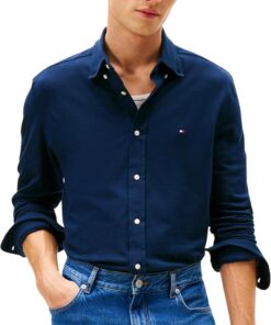 Tommy Hilfiger Knit Pique Featherweight Shirt Mw0mw41690 Camisa L/S Hombre (Pack de 1)