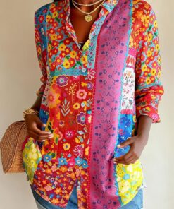 Camisas con botones para mujer, blusa de manga larga con estampado floral, para negocios, casual, trabajo, camisas hawaianas
