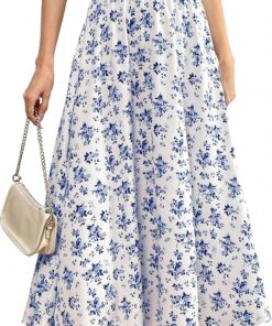 Faldas elásticas de cintura alta para mujer, estilo bohemio, casual, playa, vacaciones, estampado floral, acampanado, DJ802