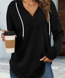 Sudaderas de moda para mujer, sudaderas de gran tamaño, camisas de manga larga, ajuste holgado