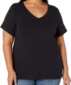 Amazon Essentials Mujer Camiseta de Manga Corta con Cuello en V de Talla Grande