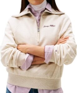 Tommy Hilfiger Sudadera con Cremallera Mujer Classic Script Fleece Media Cremallera