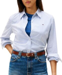 Tommy Hilfiger Camisa Mujer Poplin Regular con Cuello francés