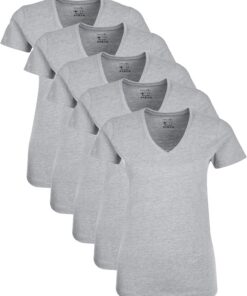berydale Camisetas Mujer, 100% Algodón, Cuello en V (Paquete de 3 y paquete de 5)