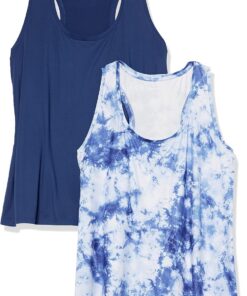 Amazon Essentials Top Deportivo sin Mangas de Secado Rápido, Elástico, Espalda Cruzada y Cuello Redondo Mujer, Paquetes Múltiples