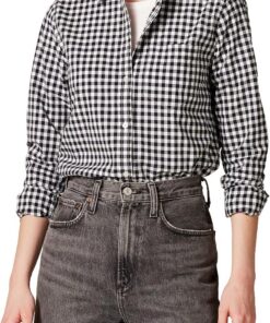 Amazon Essentials Mujer Camisa de Popelina Abotonada de Manga Larga y Corte Estándar