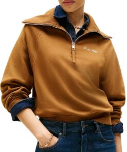 Tommy Hilfiger Sudadera con Cremallera Mujer Classic Script Fleece Media Cremallera