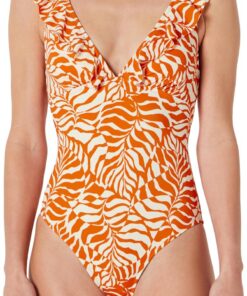 Amazon Essentials Traje de Baño de una Sola Pieza con Cuello en V y Volantes Mujer