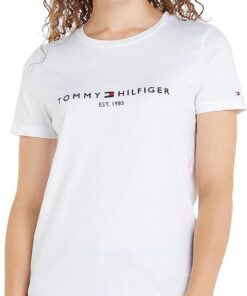 Tommy Hilfiger Camiseta de Manga Corta Mujer Heritage con Cuello Redondo
