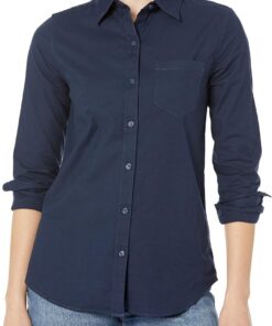 Amazon Essentials Camisa Oxford Elástica con Botones y Manga Larga de Corte Estándar (Disponible en Tallas Grandes) Mujer