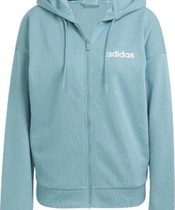 adidas Women's Chaqueta con Capucha Essentials Linear French Terry