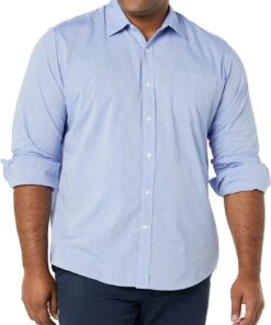 Amazon Essentials Hombre Camisa Informal de Popelina con Manga Larga y Corte Recto