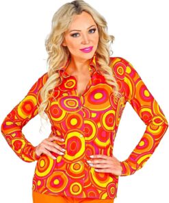 W WIDMANN MILANO Party Fashion - Blusa de los años 70 | Para mujer, camisa retro de Carnaval, fiesta temática «Disco Fever», disfraz al estilo de los 70