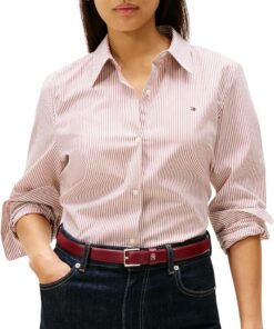 Tommy Hilfiger Camisa Mujer Poplin Regular con Cuello francés