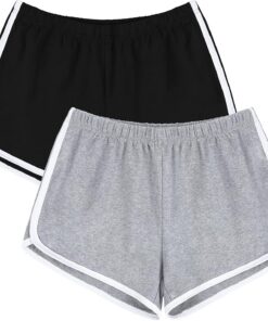 URATOT, Pantalones Cortos elásticos de algodón para Mujer, para Gimnasio, Yoga, Verano, Correr, Danza, 2 Unidades