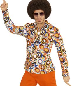 W WIDMANN Milano Party Fashion - Camisa de Hombre de los años 70 | Estilo «Groovy», camisa con estilo disco, llamativo diseño retro, disfraz para Carnaval y fiestas temáticas