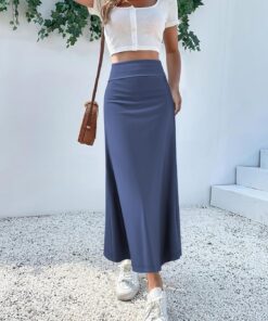 Faldas casuales de longitud media para mujer, elásticas, ultrasuaves, holgadas, formales, de cintura alta, para descansar